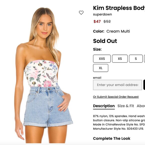 superdown Tops - Kim Strapless Bodysuit